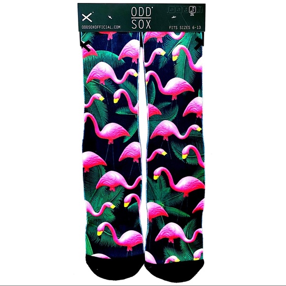 Odd Sox Other - 🆕 Odd Sox Yard Flamingo Palm Leaves Crew Socks